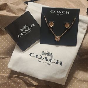 Coach Open Circle Necklace And Tea Rose Earrings
